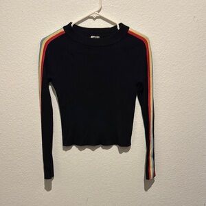 Hippie Rose Black and Orange Cropped Hoodie Fitted Style